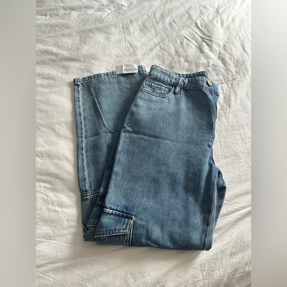 High Waist  Denim Cargo Pants - Long Reitmans